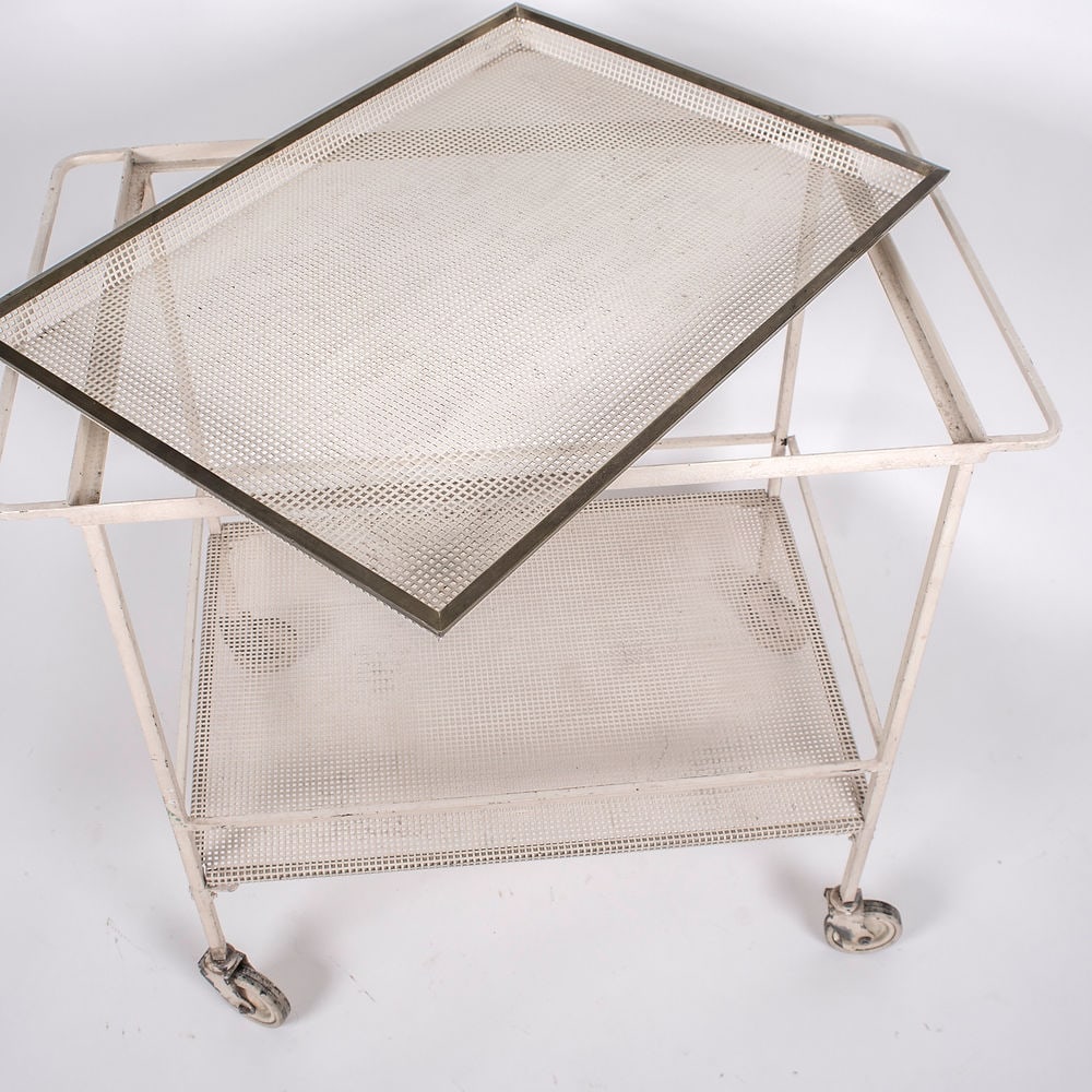 FRENCH MODERNIST white serving table MATEGOT Mid century - 3