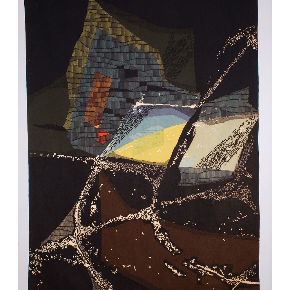 Aubusson Mathieu Mategot tapestry Tabard brother" Atterrisage" signed: Matégot, originally a decorator, then creator of artefacts and furniture (an activity he abandoned in 1959) met François Tabard in 1945 and gave him his first cartoons, first of all figurati