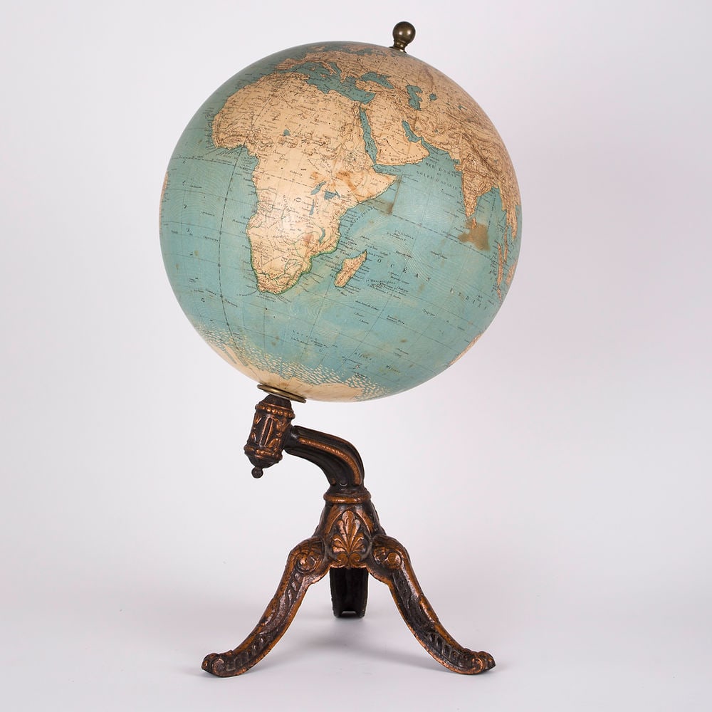 1860 DELAGRAVE FRENCH TERRESTRIAL ANTIQUE GLOBE 14 Bonnefont: In 1867, Charles Larochette and Louis Bonnefont produced a large globe 50 cm in diameter for Delagrave intended for teaching: chosen to embody the quality of French geographic production, it was award