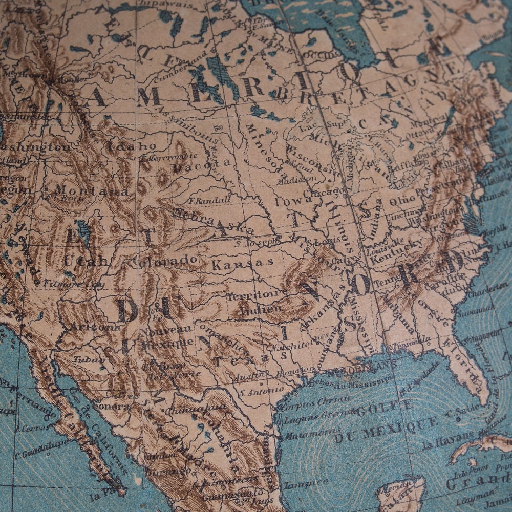 1860 DELAGRAVE FRENCH TERRESTRIAL ANTIQUE GLOBE 14 Bonnefont - 6