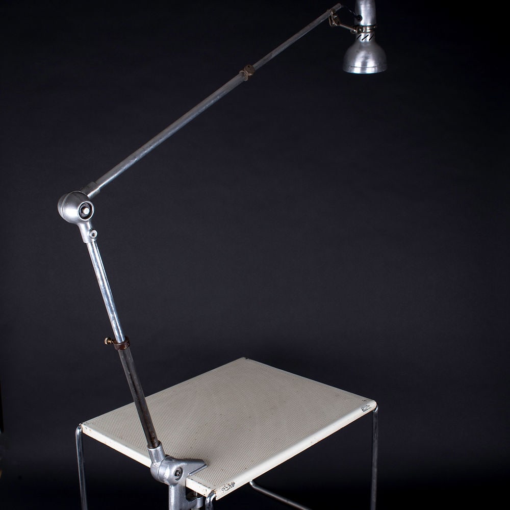 FRENCH INDUSTRIAL MODERNIST TASK LAMP LUMINA clamp: French modernist lamp made in the 1950's by LUMINA , a French company since defunct , the particularity of the connection is the ability to be manipulated in any shape or form desired in the style of 