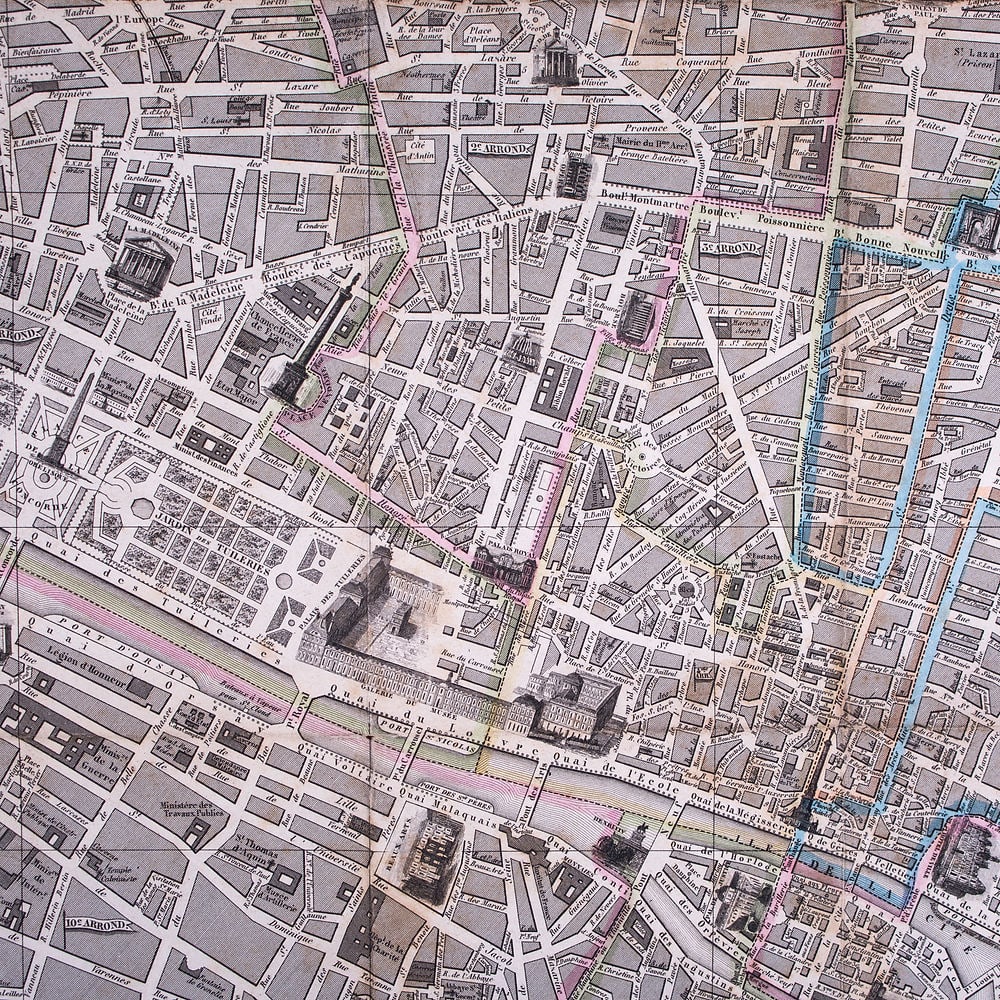 French Paris map Logerot Paris 1843/1847 with fortification - 3