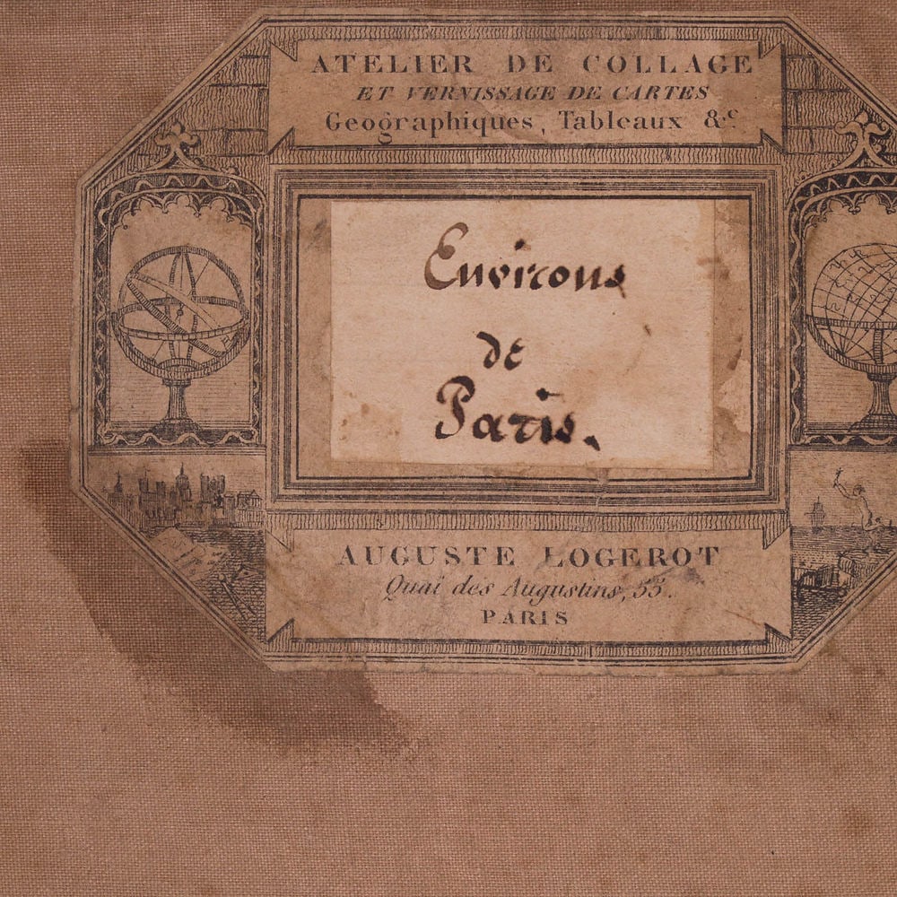 French map Logerot Environ de Paris 1861 on linen - 5
