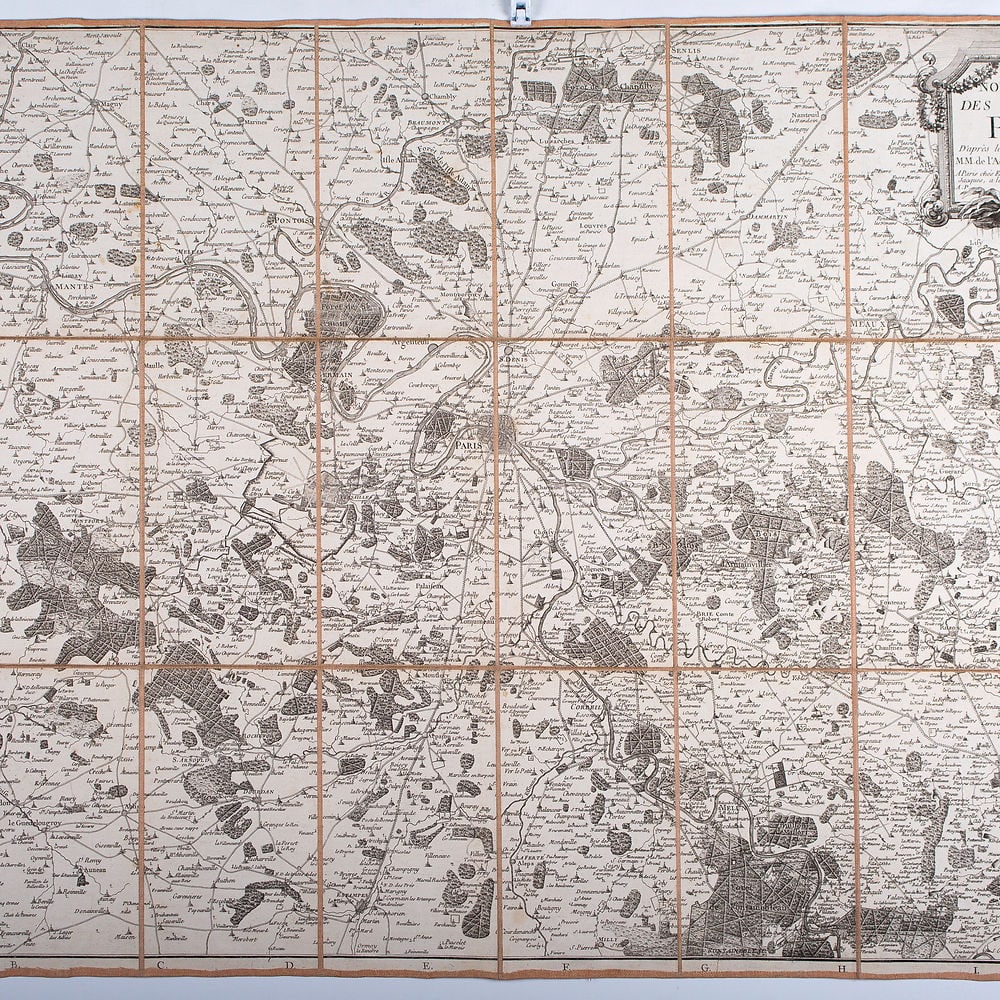 French map 1784 Esnauts & Rapilly Nouveau plan des environs de Paris: Large French map of Paris circa 1784 edited by Esnauts & Rapilly, Nouveau plan des environs de Paris d'après les nouvelles observations de MM. de l'Académie royale des sciences , 1787 Esnaut