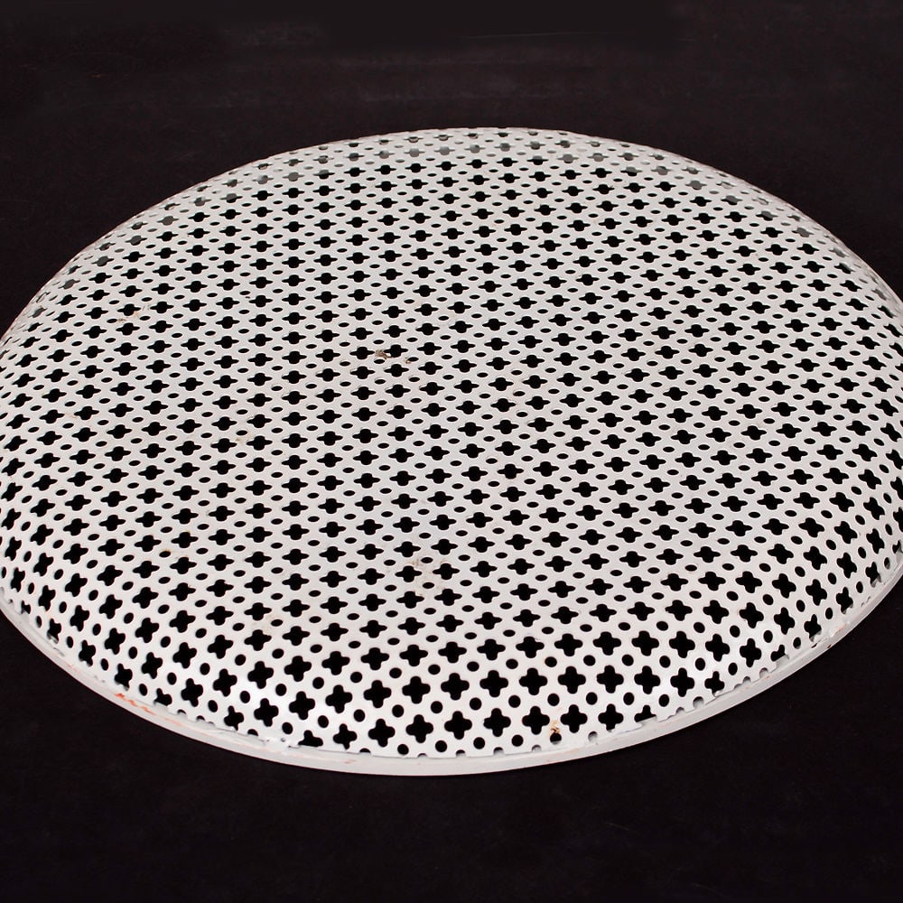 Large Mategot mid century round Tray rigitulle with stamped trim - 2