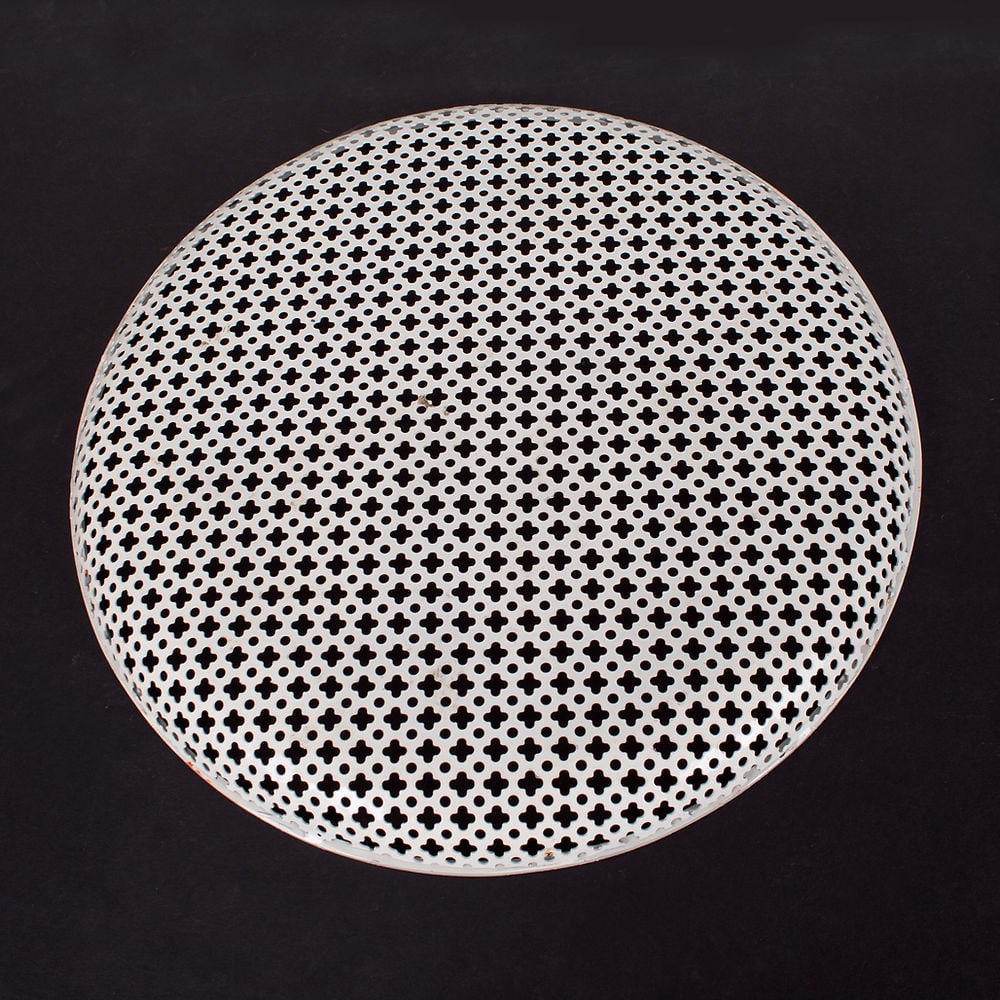 Large Mategot mid century round Tray rigitulle with stamped trim - 4