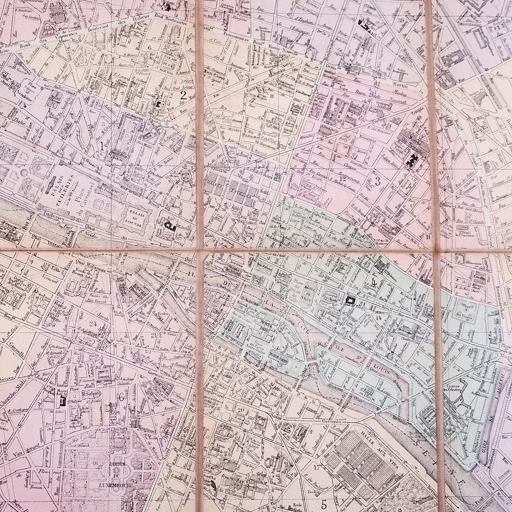 1882 Andriveau Goujon Folding Wall Map of Paris, France - 4