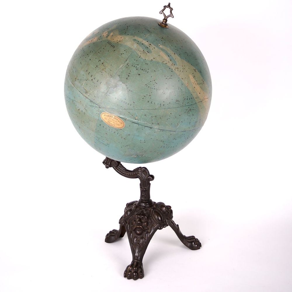 1880 LEBEGUE 14" Pair FRENCH TERRESTRIAL GLOBE with Celestial globe ANTIQUE - 2