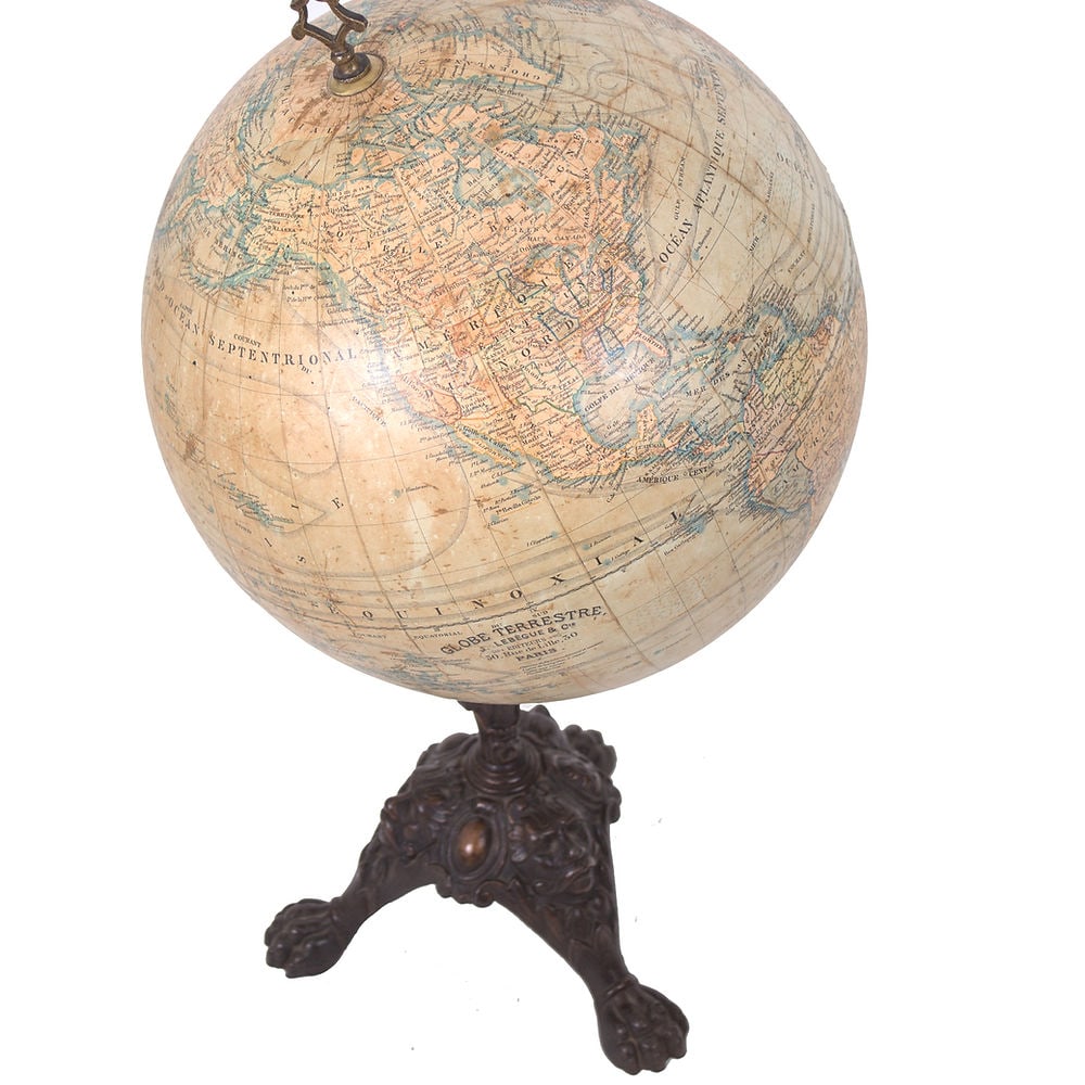 1880 LEBEGUE 14" Pair FRENCH TERRESTRIAL GLOBE with Celestial globe ANTIQUE - 8