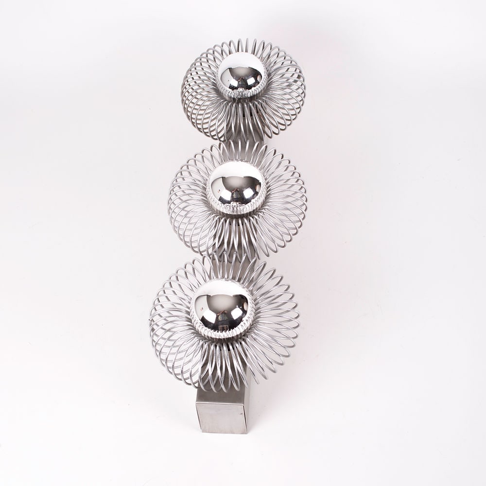 Philippe Rogier Oxar Table Lamp / sconces 3 lights 1970 mid century: While attributed to Andréa Lazzari he could not have designed this table lamp in the 70s being born in 1972 , Philippe Rogier in fact designed this table lamp made in stainless steel metal coiled