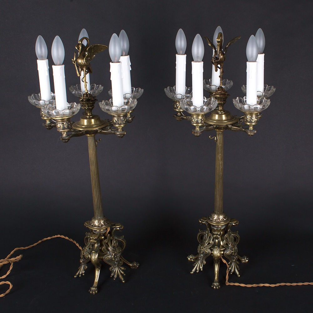 Important pair of French Restauration candelabra in gilt bronze, - 3