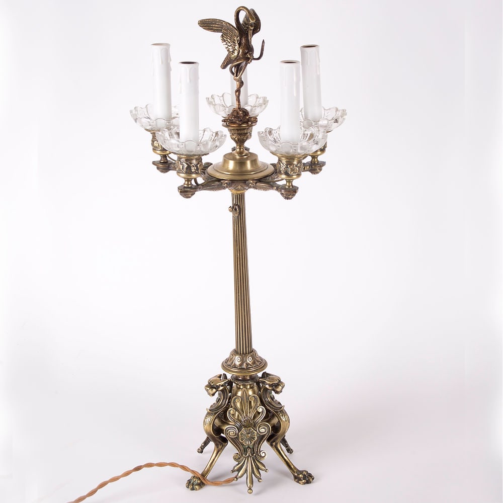 Important pair of French Restauration candelabra in gilt bronze, - 5