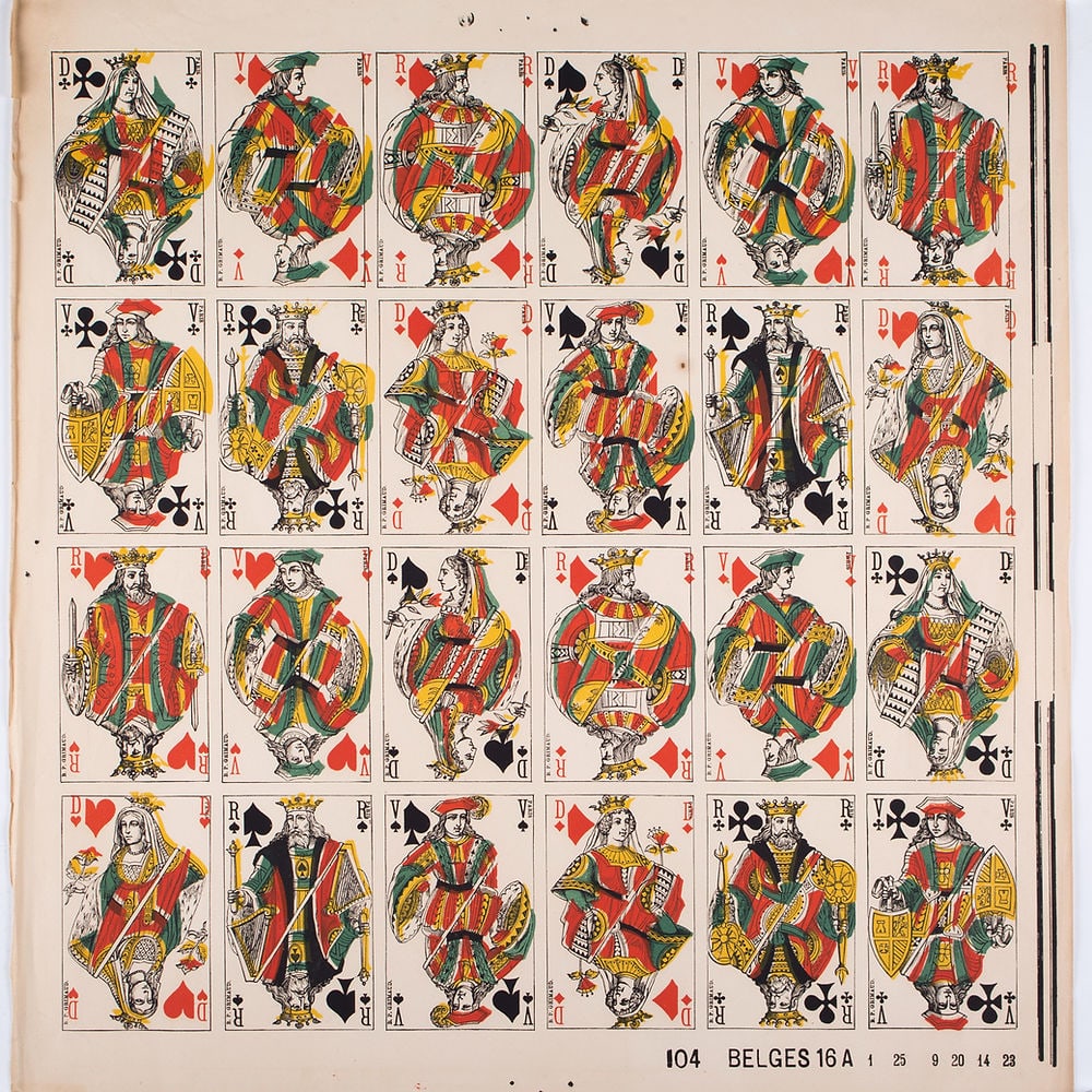Uncut sheet playing card French suite Grimaud first run try out (1 of 3)