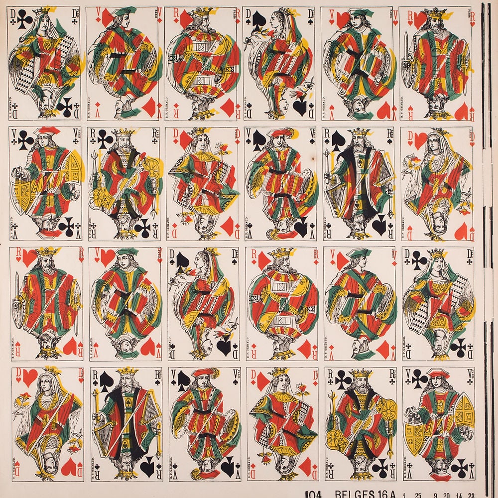 Uncut sheet playing card French suite Grimaud first run try out - 2