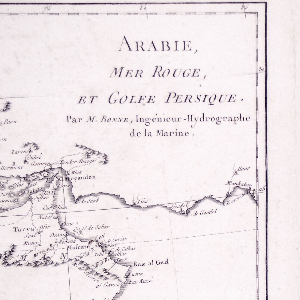 1770 French engraving map of Bonne,Rigobert Arabie. Mer Rouge et Golfe Persique - 2