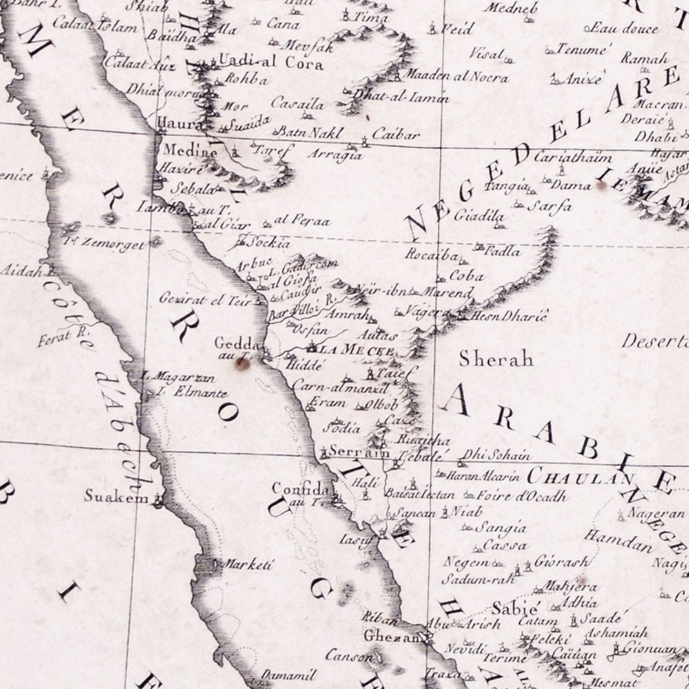 1770 French engraving map of Bonne,Rigobert Arabie. Mer Rouge et Golfe Persique - 3