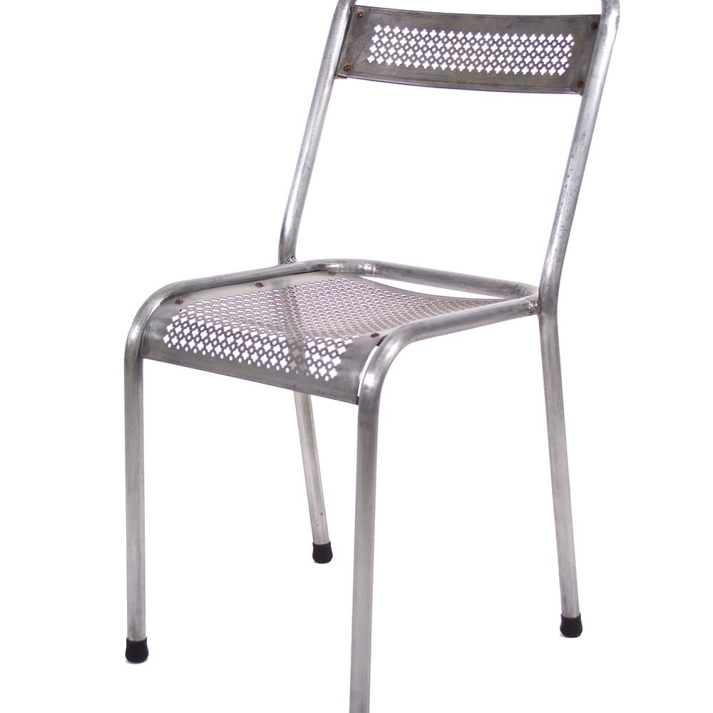 MATHIEU MATEGOT pair of metal chair rigitulle french mid century - 2