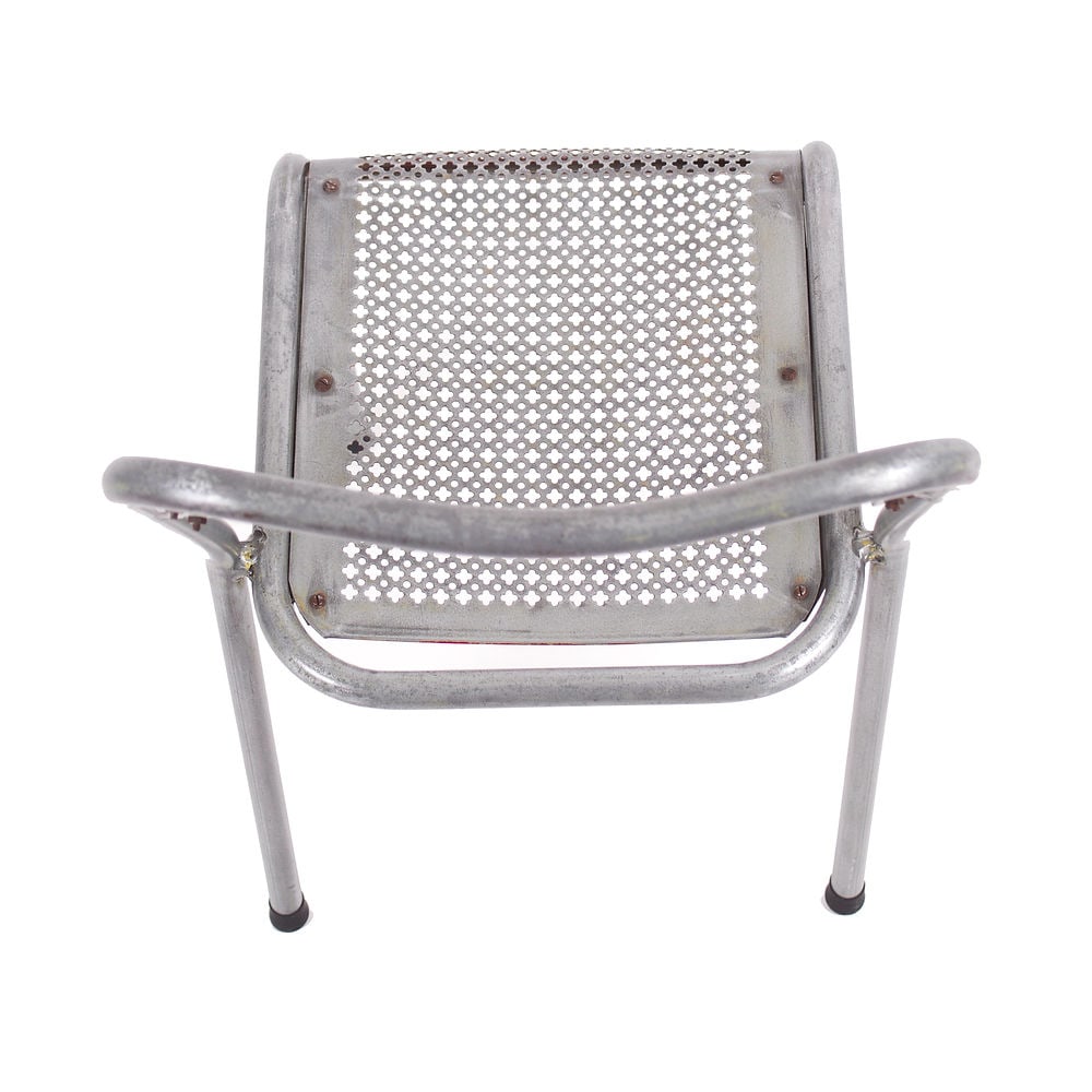 MATHIEU MATEGOT pair of metal chair rigitulle french mid century - 3