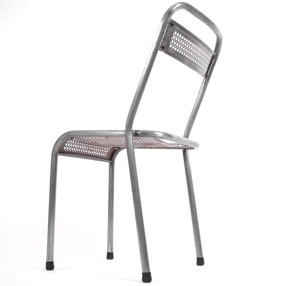 MATHIEU MATEGOT pair of metal chair rigitulle french mid century - 4