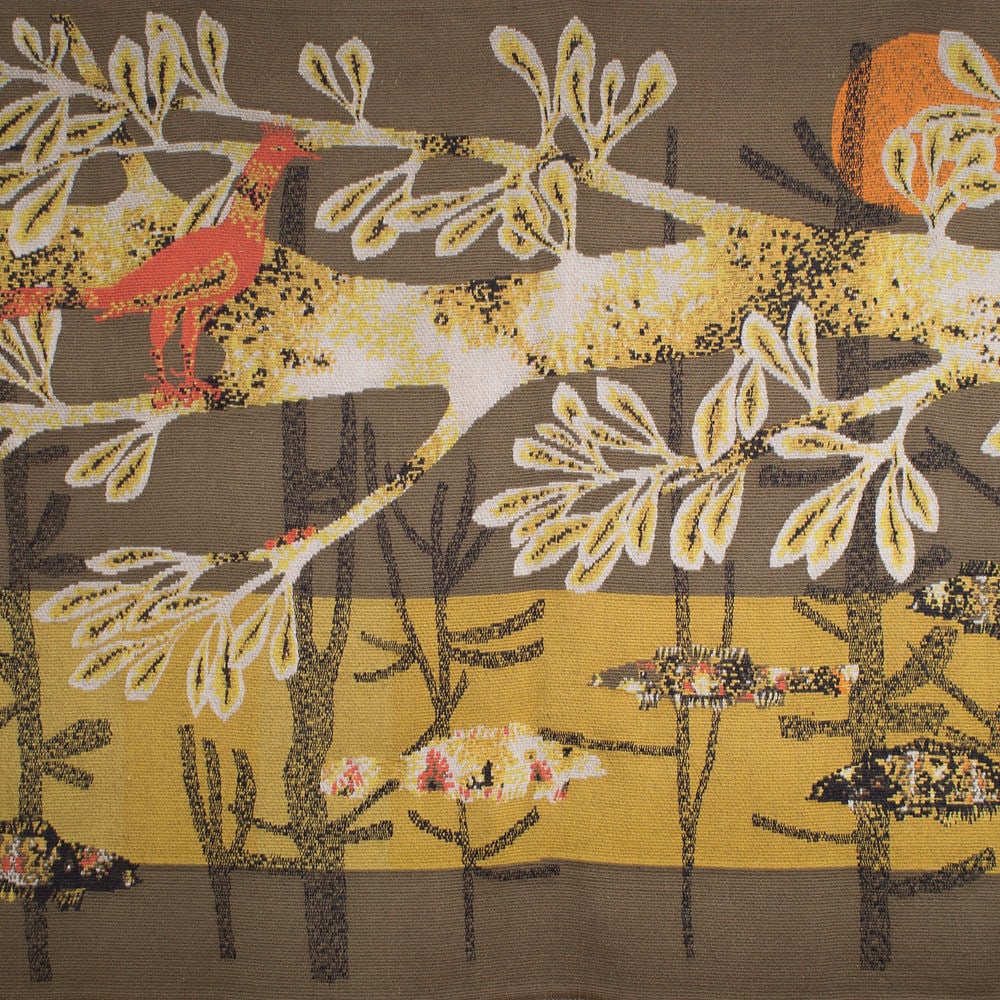 Fumeron tapestry mecanic Jacquard wool fabric Aubusson Robert: Born on August 9, 1921 in Payroux, in southern Vienne, René Fumeron remains above all known for his tapestries. He signed more than 1,000, woven in Aubusson in the Creuse and at the Gobelins in P