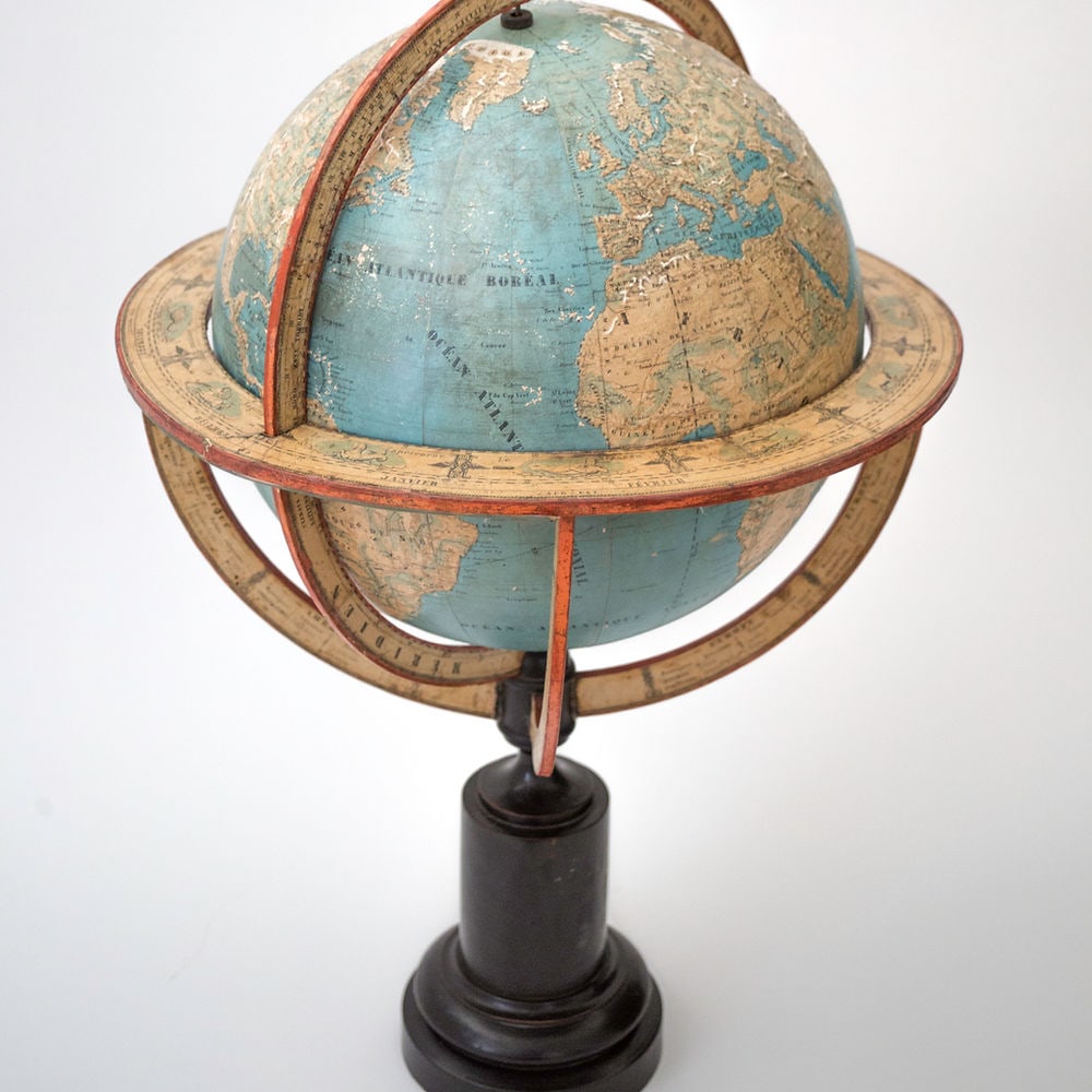 1850 LARGE 14" THURY & BELNET FRENCH ANTIQUE TERRESTRIAL GLOBE MAPPEMONDE (1 of 9)