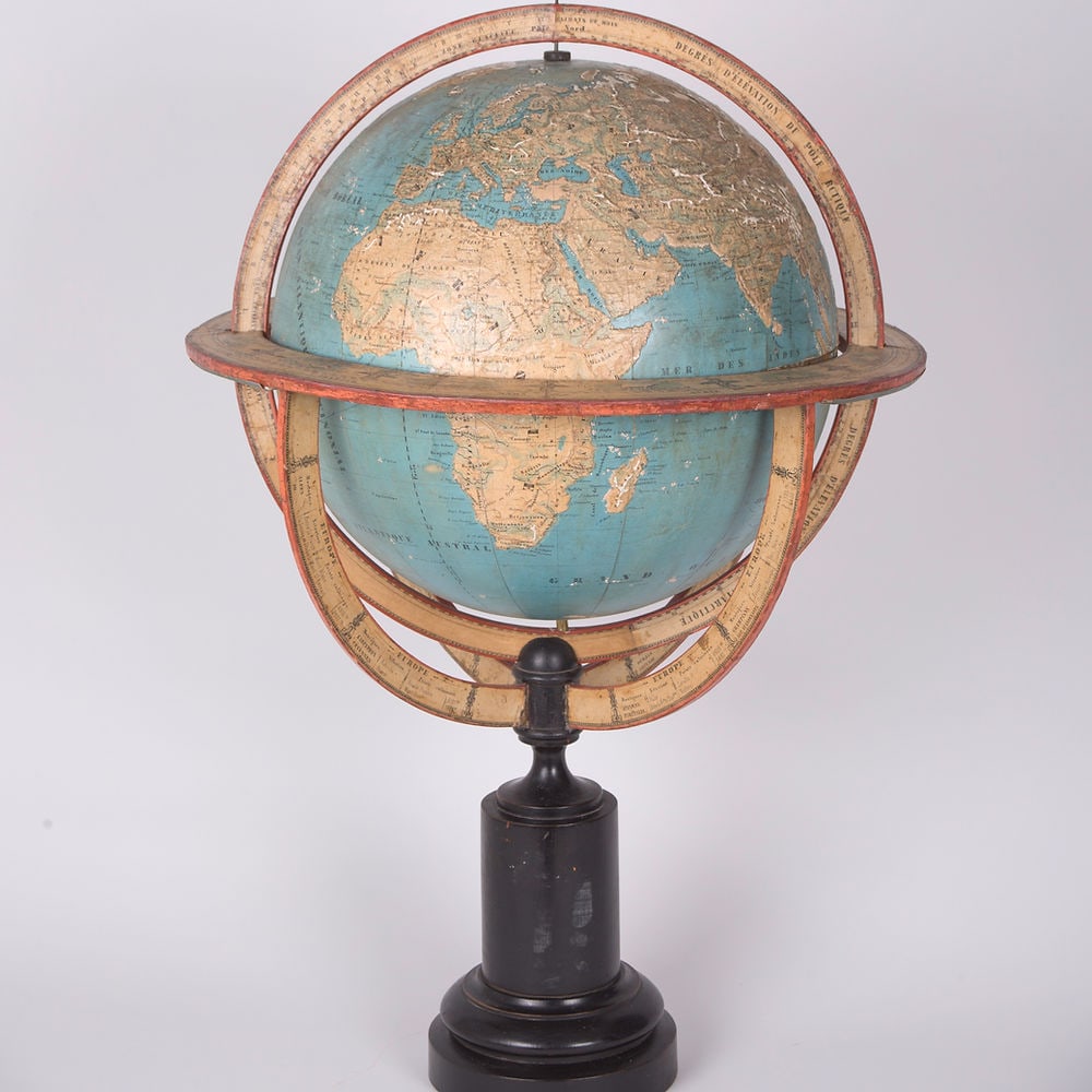 1850 LARGE 14" THURY & BELNET FRENCH ANTIQUE TERRESTRIAL GLOBE MAPPEMONDE - 3