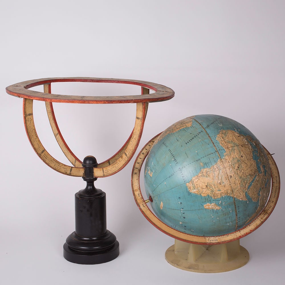 1850 LARGE 14" THURY & BELNET FRENCH ANTIQUE TERRESTRIAL GLOBE MAPPEMONDE - 5