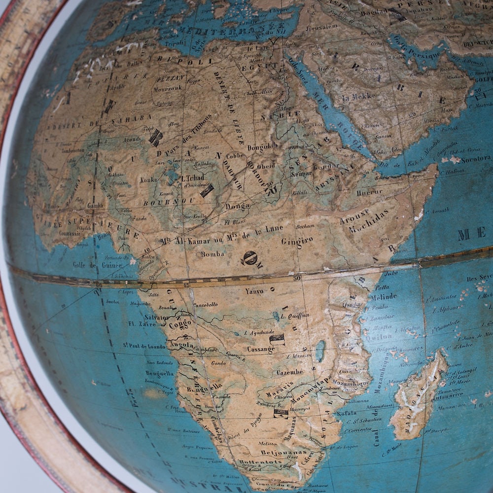 1850 LARGE 14" THURY & BELNET FRENCH ANTIQUE TERRESTRIAL GLOBE MAPPEMONDE - 6