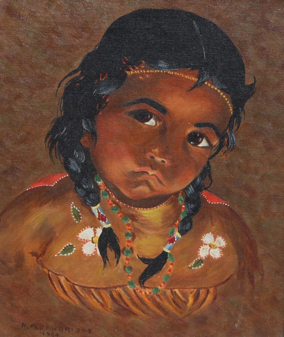 A.M. SAWBRIDGE Mid Century Portrait of an Indian Girl oil painting - 4