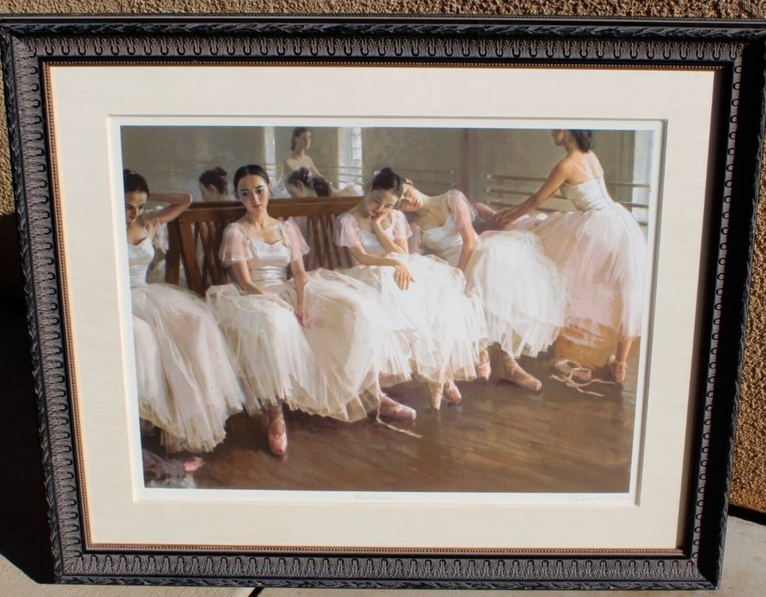 GUAN ZEJU Ballerinas "AFTER PRACTICE" S/N Lithograph 111/275 Framed - 2