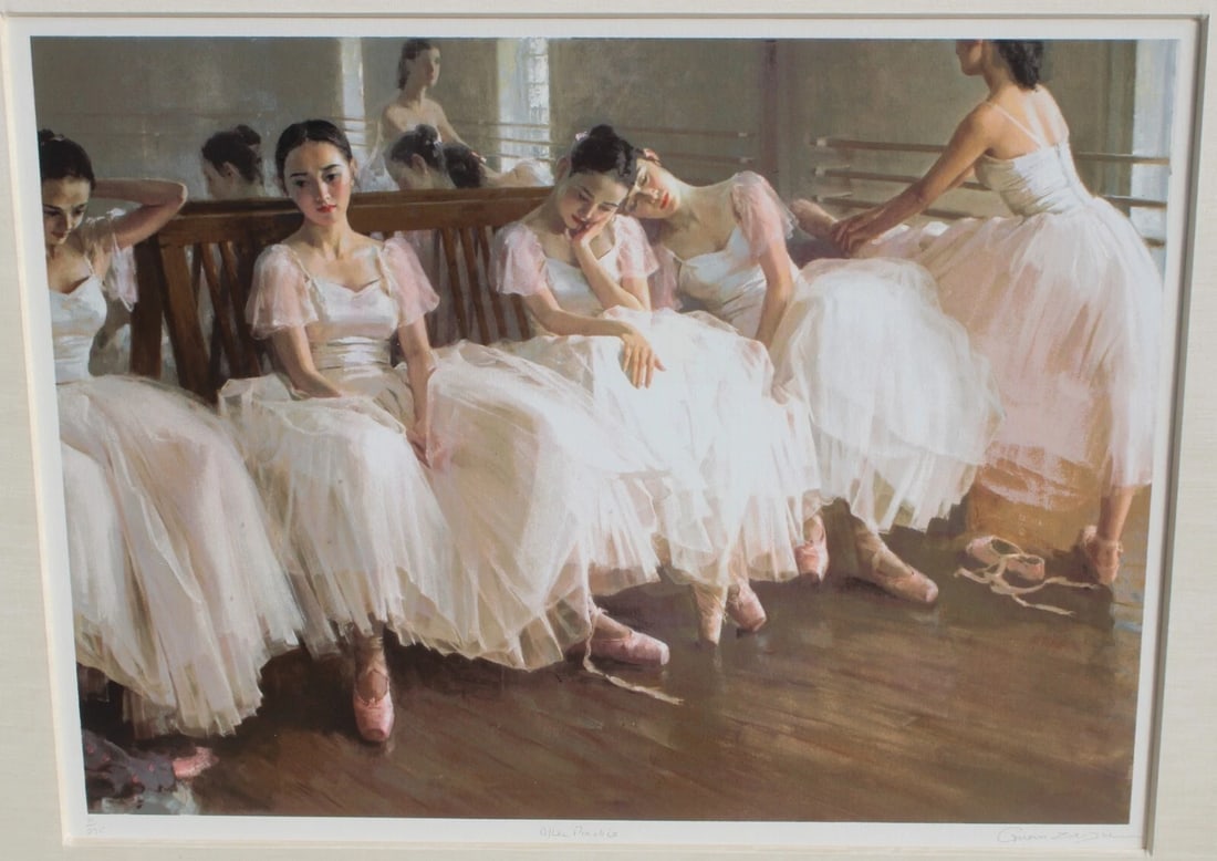 GUAN ZEJU Ballerinas "AFTER PRACTICE" S/N Lithograph 111/275 Framed - 3