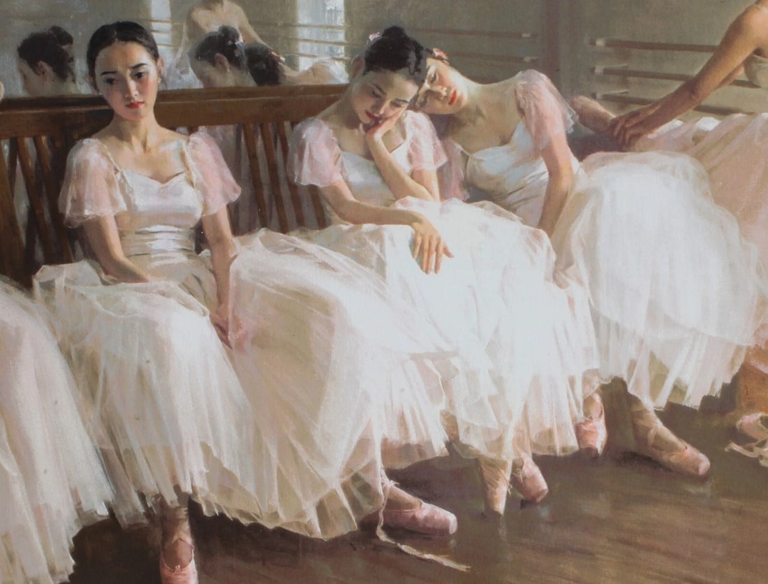 GUAN ZEJU Ballerinas "AFTER PRACTICE" S/N Lithograph 111/275 Framed - 4