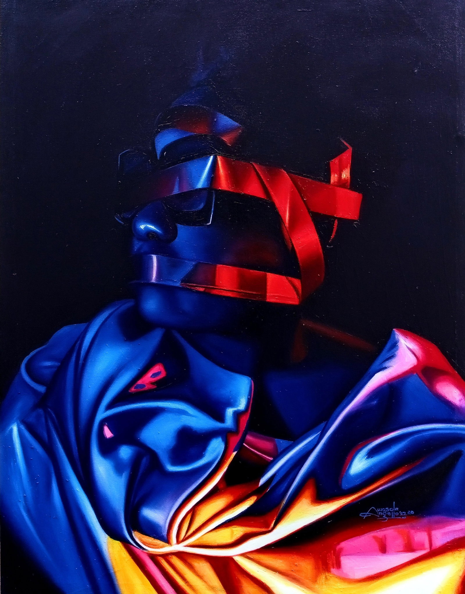 Awosola Michael Angello, Shaded 2 - 21st Century, Contemporary, Figurative Portrait, Light, Chained, - 10