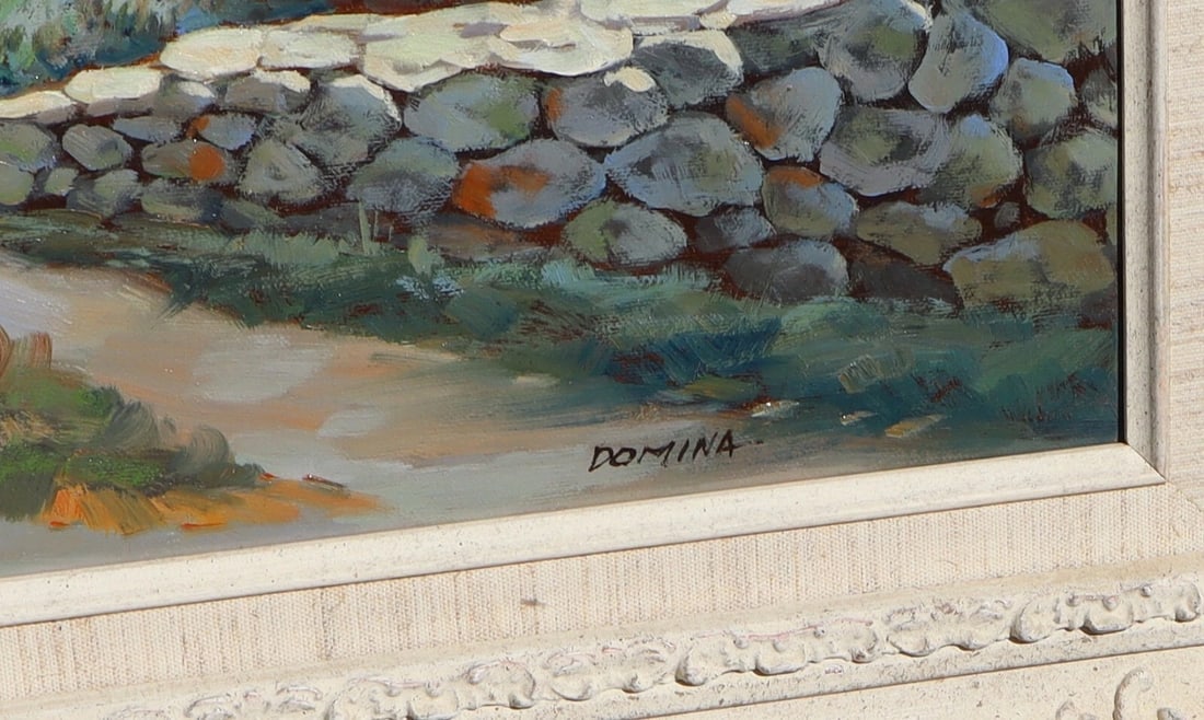 DOMINA Ducks by an English Thatched Cottage in the Country Vintage oil painting - 6