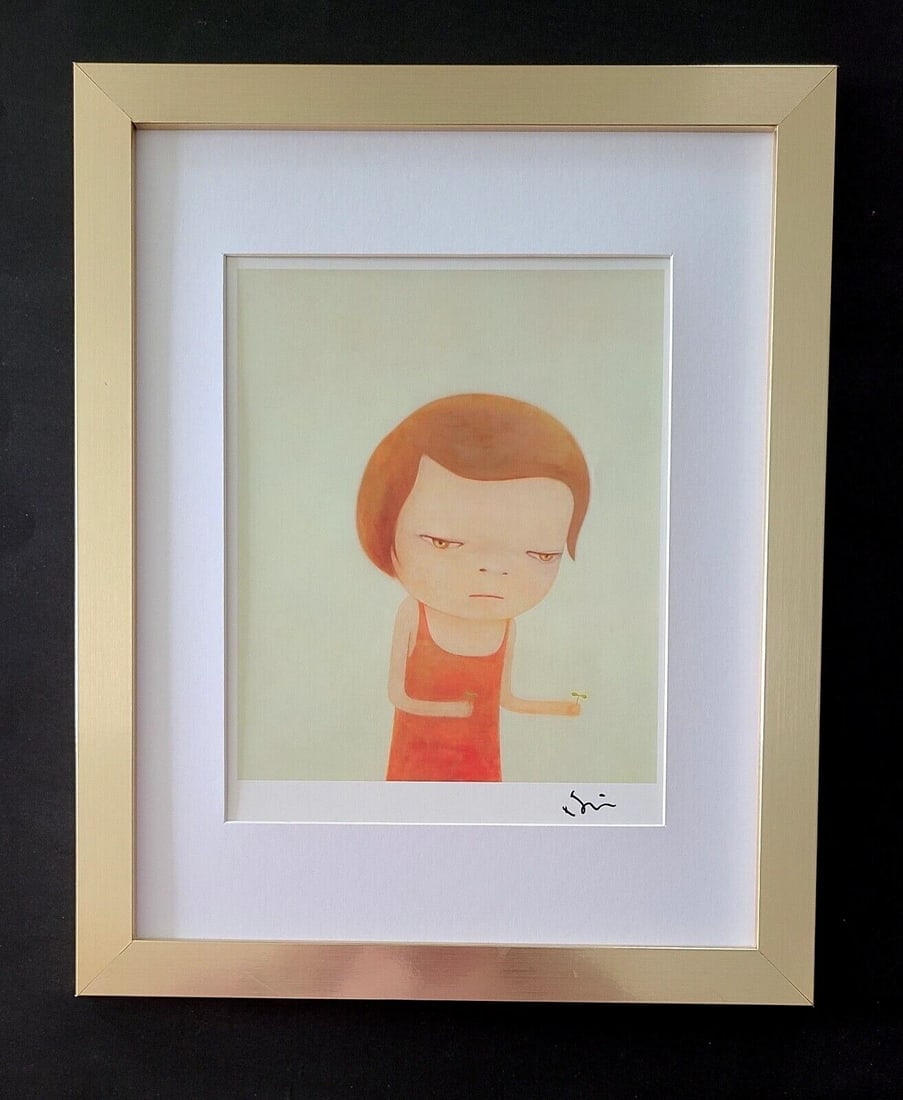 Yoshitomo Nara Signed Contemporary Print from Tokyo Framed Japan Pop Art: YOSHITOMO NARA AWESOME PRINT FROM TOKYO FACSIMILE SIGNED IN INK FULL OF COLOR PRINT SIZE OF THE PRINT IS ABOUT : 10 X 8 in FRAME COVERS AN AREA OF 15 X 12 in MATTED AND FRAMED EXCELLENT CONDITIONS
