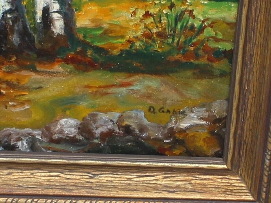 D. GABLE Ohio Artist Mid Century Landscape with Birch Trees & Winding River oil - 6