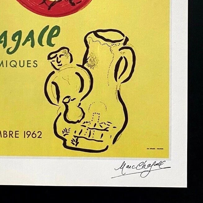 MARC CHAGALL | ORIGINAL VINTAGE 1975 | SIGNED PRINT | MOUNTED IN 11X14 BOARD - 2