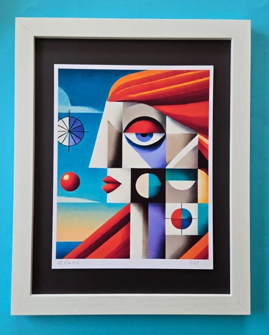 AIDAN FLUX | Hand Signed Authentic Print Framed "LOVE MY BOLD FEELINGS" COA: This is a one-of-a-kind Hand Signed Authentic Giclee by AIDAN FLUX. From his Series "American Icons" The print is 10x8in., measuring framed 16 inches in height and 12 inches in width, it comes framed