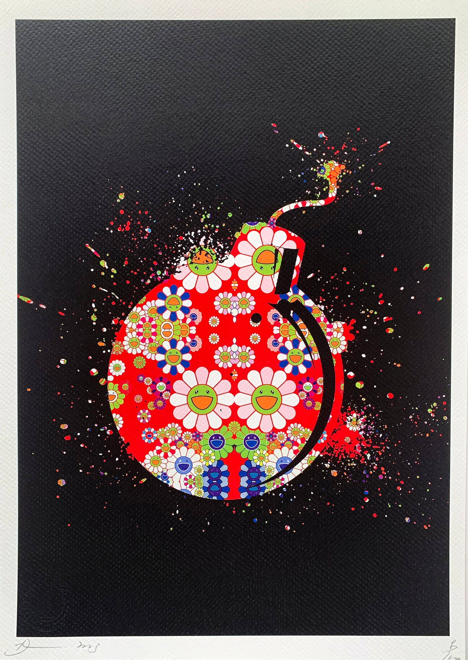 Death NYC Murakami Bomb: Title:Death NYC Murakami Bomb Date/Period:21st Century Materials:Giclee on Fine art 300 gsm paper Size:17 3/4 x 12 1/2 inches Description:Artist: Death NYC, limited edition giclee on paper, out of edd