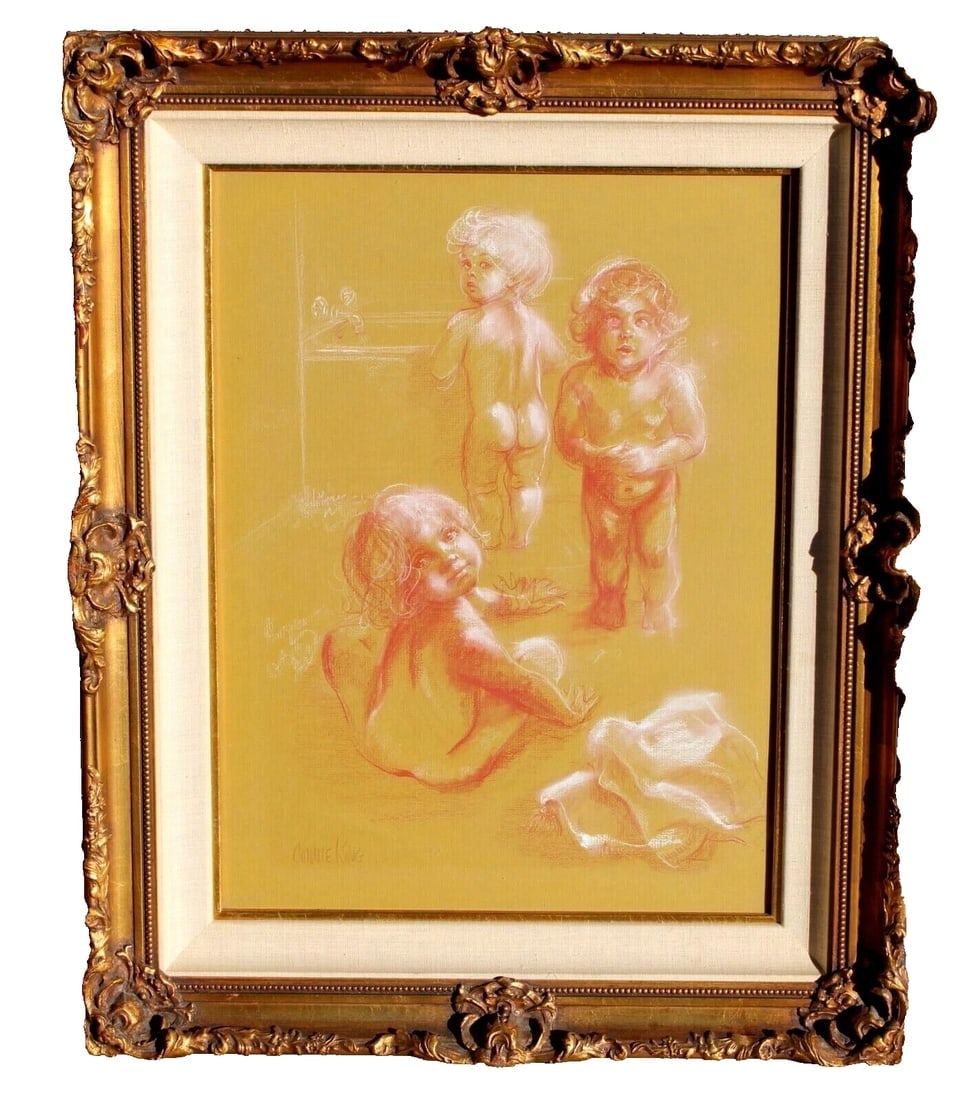 CONNIE KING Original Pastel Drawing of a Child THREE VIEWS OF TINA - 2