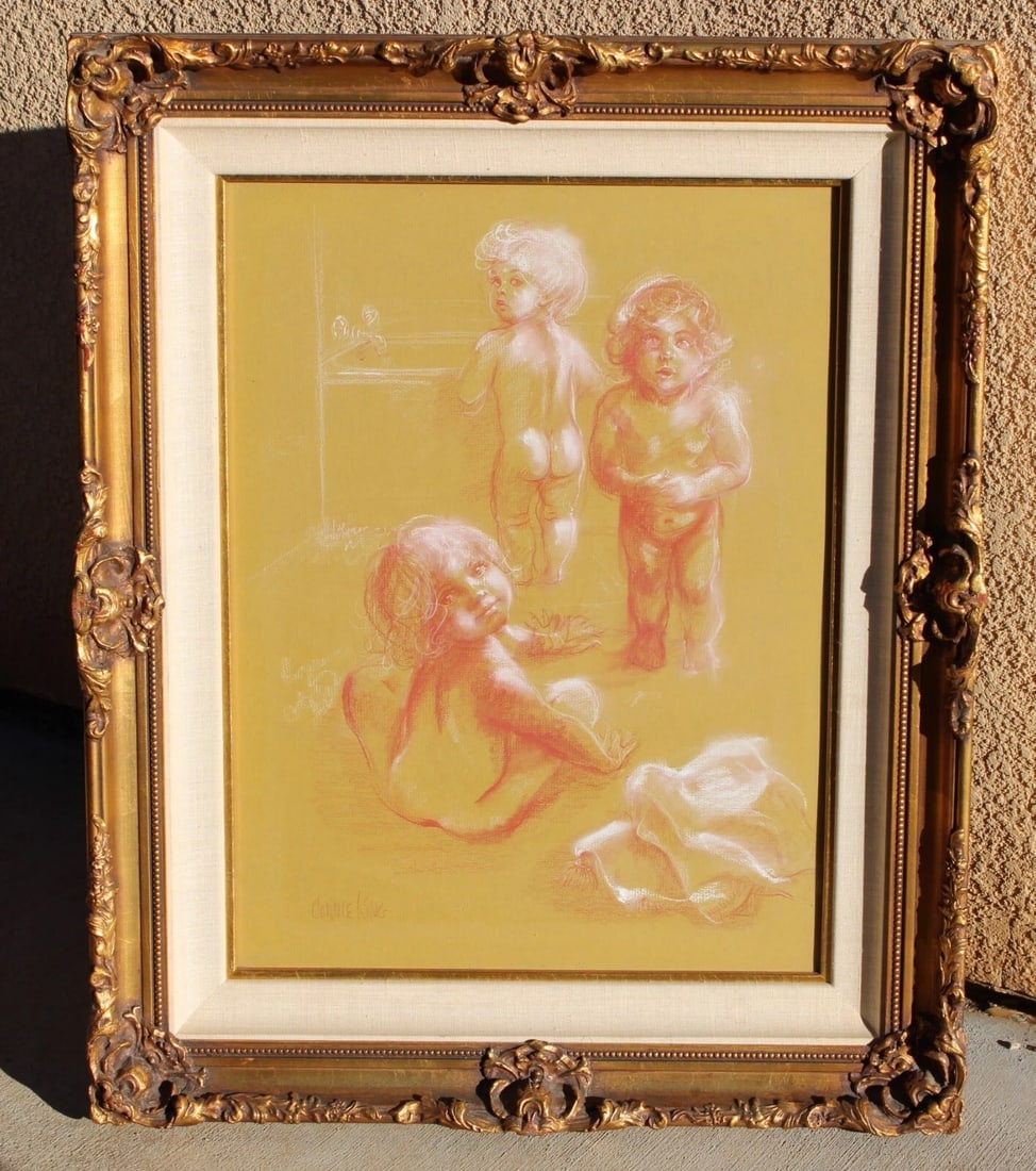 CONNIE KING Original Pastel Drawing of a Child THREE VIEWS OF TINA - 3
