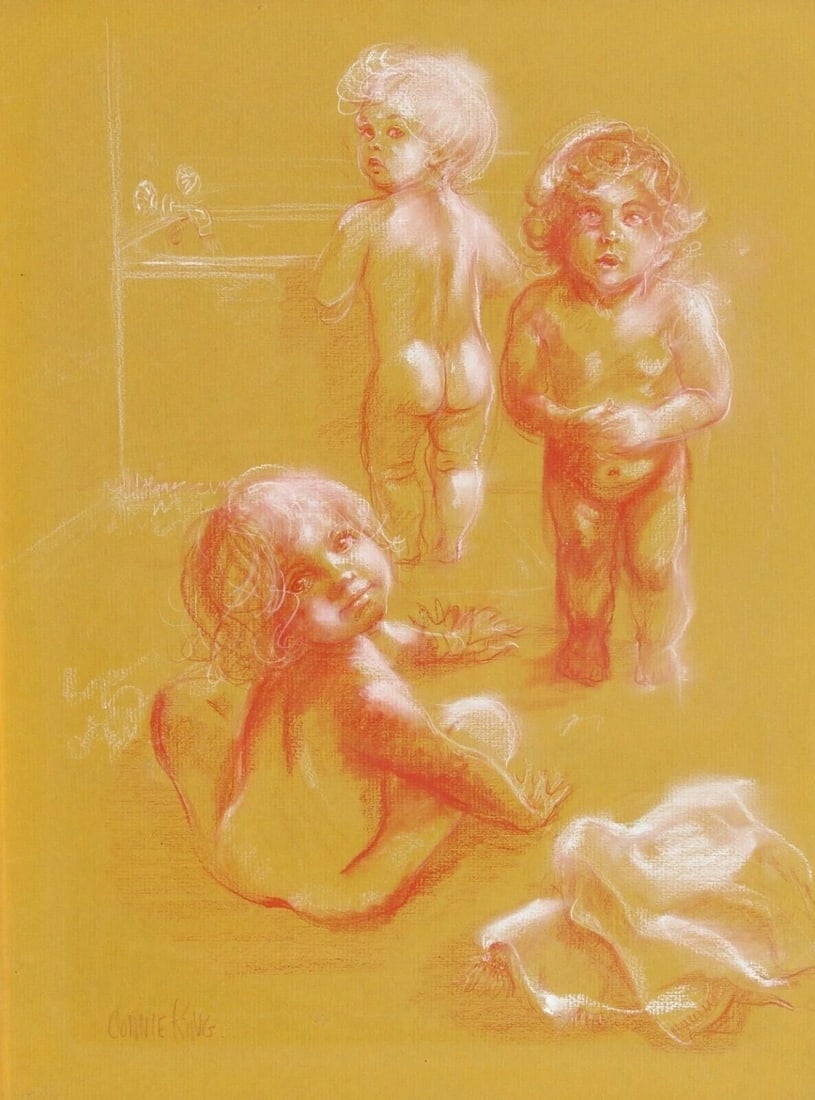 CONNIE KING Original Pastel Drawing of a Child THREE VIEWS OF TINA - 4