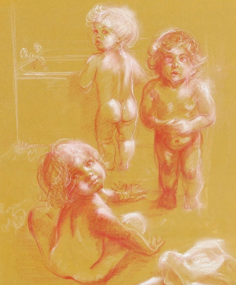 CONNIE KING Original Pastel Drawing of a Child THREE VIEWS OF TINA - 5