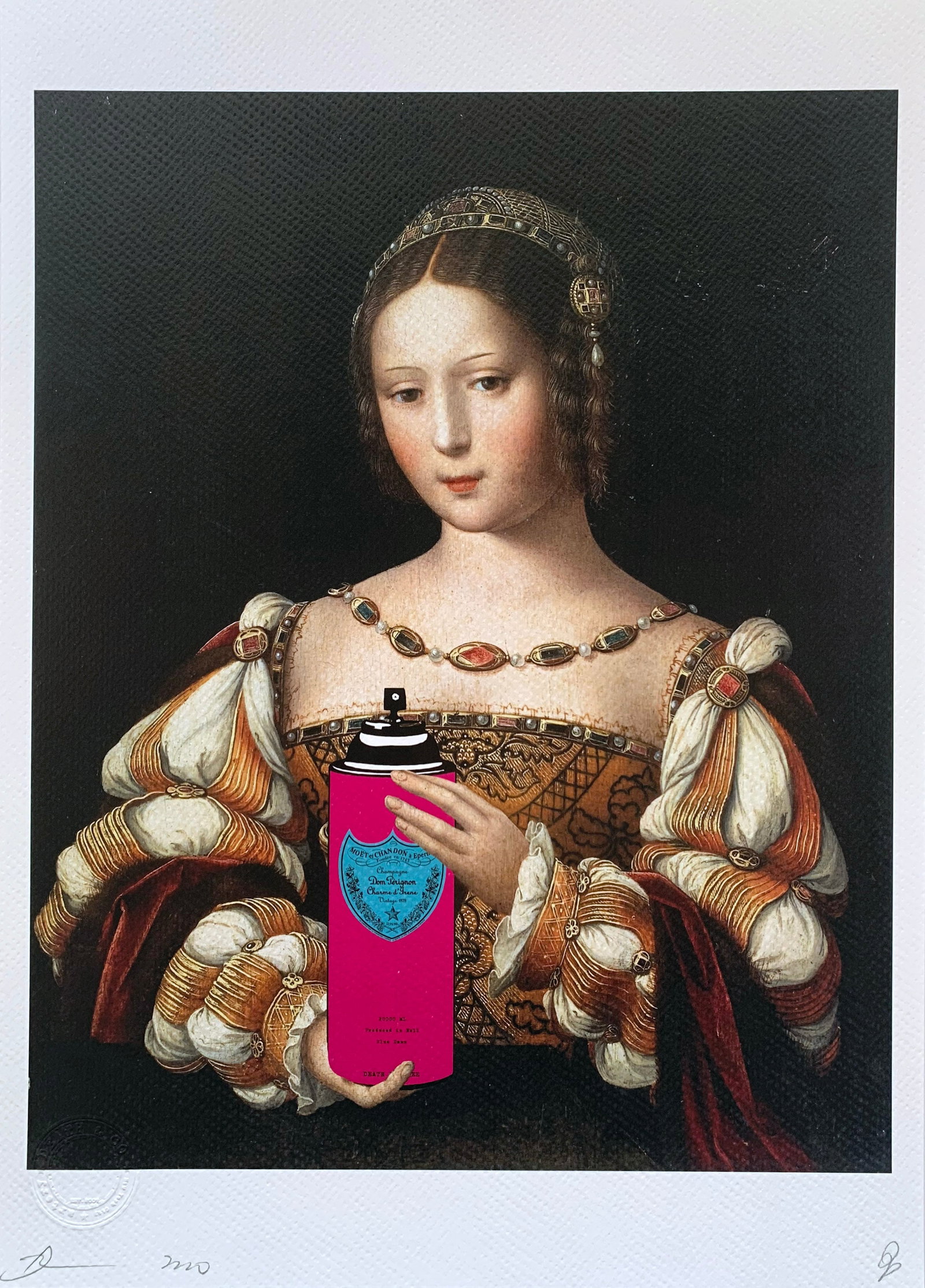 Death NYC Dom Perignon: Title:Death NYC Dom Perignon Date/Period:21st Century Materials:Giclee on Fine art 300 gsm paper Size:17 3/4 x 12 1/2 inches Description:Artist: Death NYC, limited edition giclee on paper, out of