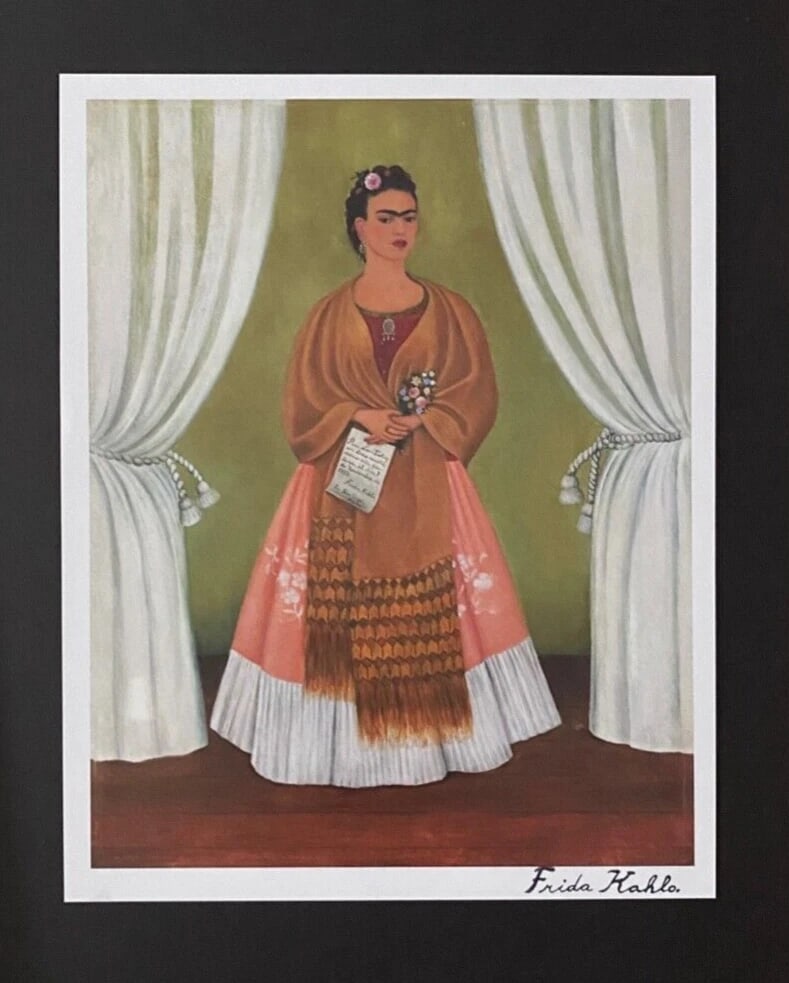 FRIDA KAHLO | Signed Print from Mexico "Self Portrait" + Framed - 2