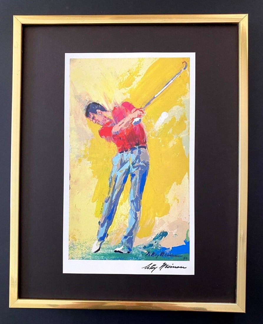 LEROY NEIMAN + JOSE MARIA OLAZABAL + CIRCA 1970'S + SIGNED PRINT FRAMED: LEROY NEIMAN AWESOME 1970'S PRINT ON PAPER " JOSE MARIA OLAZABAL " FACSIMILE SIGNED IN INK SIZE OF THE PRINT: 10 X 8 in FRAME COVERS AN AREA OF 15 X 12 in MOUNTED AND FRAMED EXCELLENT CONDITIONS