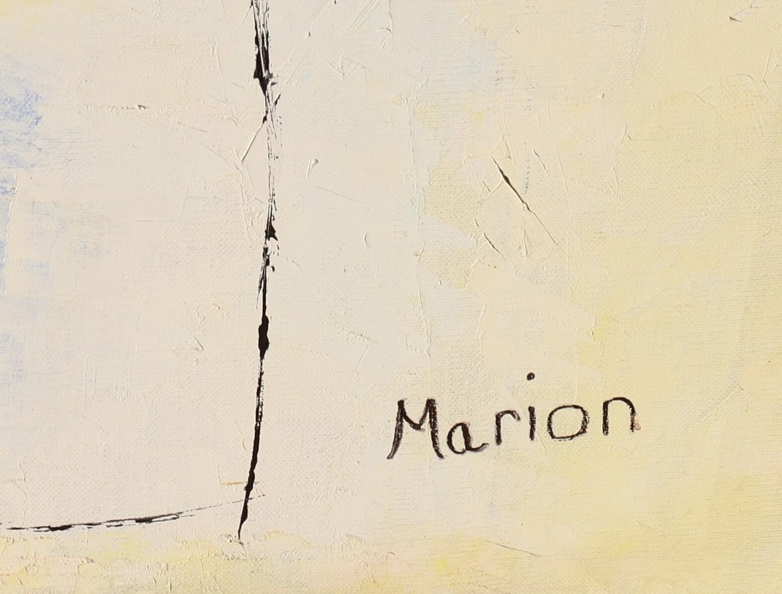 Manner of Ted DeGrazia Native American Mother and Child oil signed Marion - 5