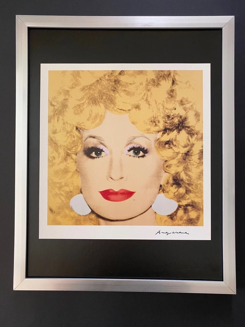 Andy Warhol Dolly Parton Signed 1984 Print Framed Ready to Hang: Up for Auction this Beautiful and Scarce Vintage 1984 Offset Lithograph after Andy Warhol " Dolly Parton " Facsimile Signature in ink Art Print is about 9 X 9 in. This piece is mounted on a 11 x 14 in