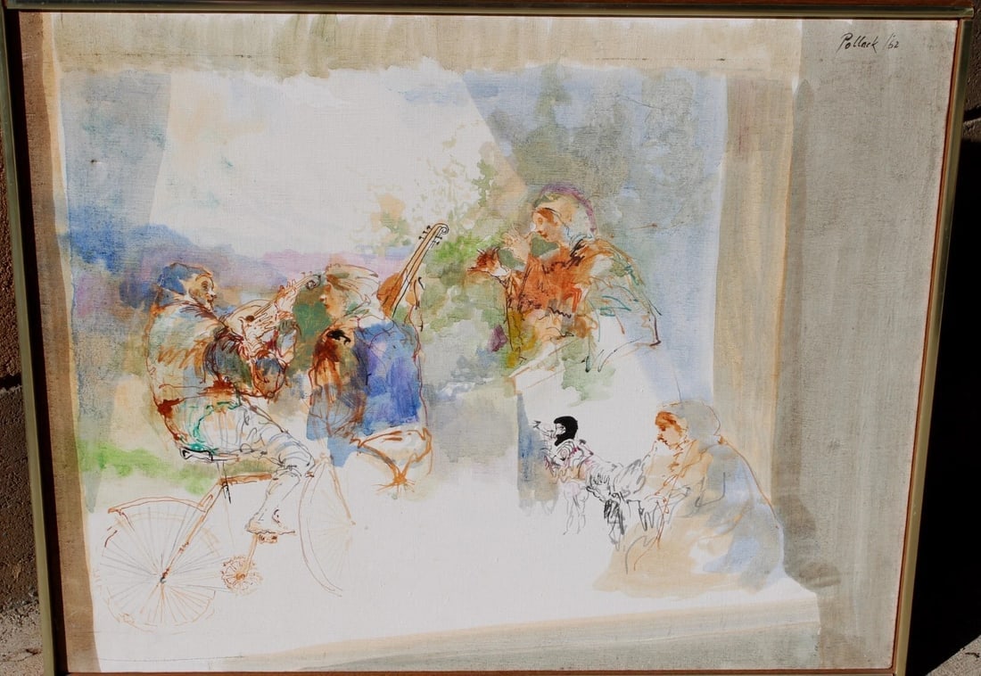 REGINALD POLLACK Mid Cent Modernist Fine Gallery oil Orchestra Players - 3