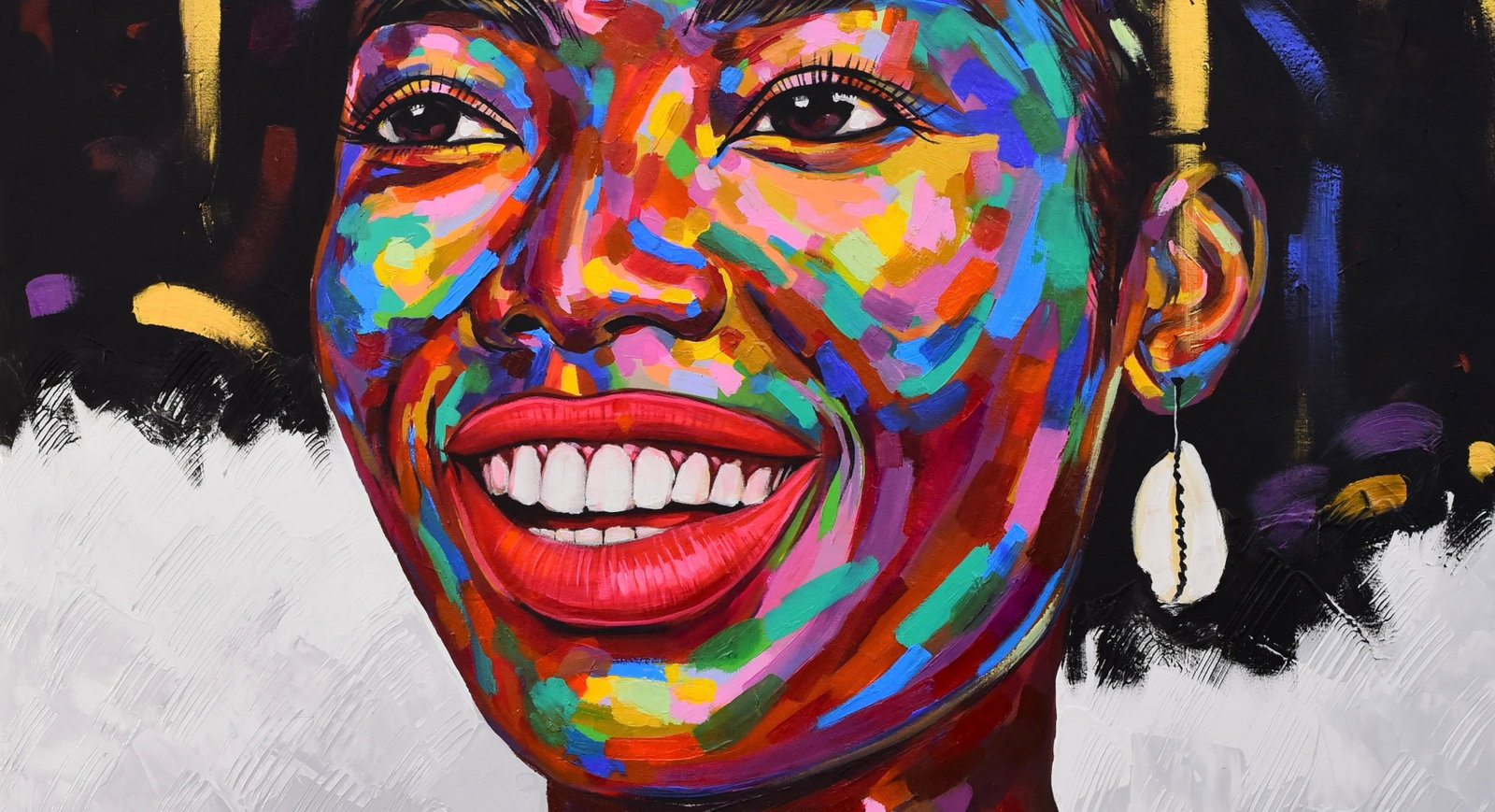 Damola Ayegbayo , Feminine Royalty 2 -21st Century, Contemporary, Figurative Portrait, Women Smile, - 4